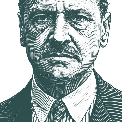Engraved portrait of William Somerset Maugham
