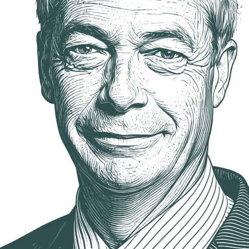 Engraved portrait of Nigel Farage