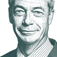 Engraved portrait of Nigel Farage