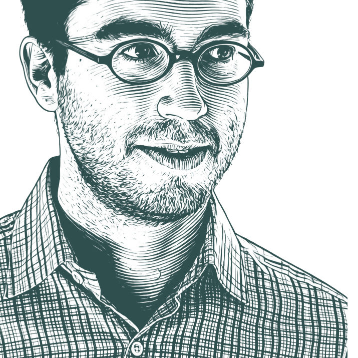 Engraved portrait of Jonathan Safran Foer, facing right