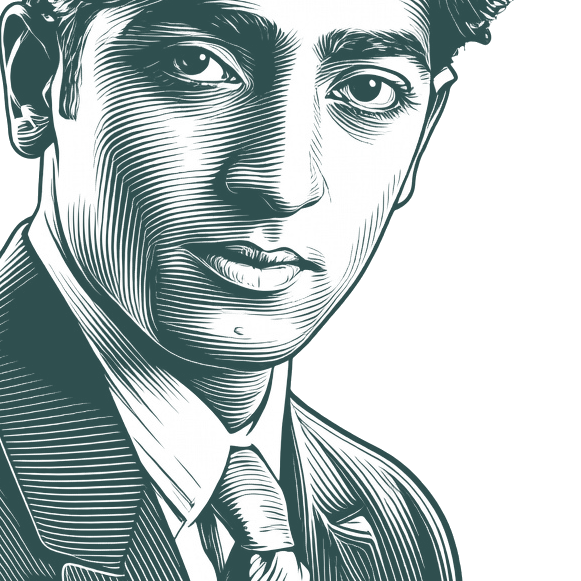 Engraved portrait of Jiddu Krishnamurti, facing right