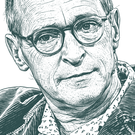 Engraved portrait of David Sedaris