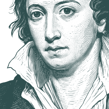 Engraved portrait of Percy Bysshe Shelley, facing left