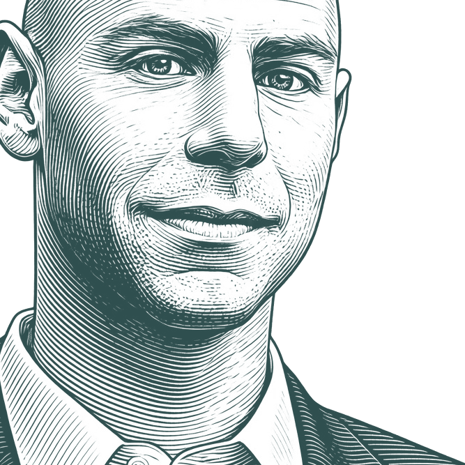 Engraved portrait of Adam Grant, facing right