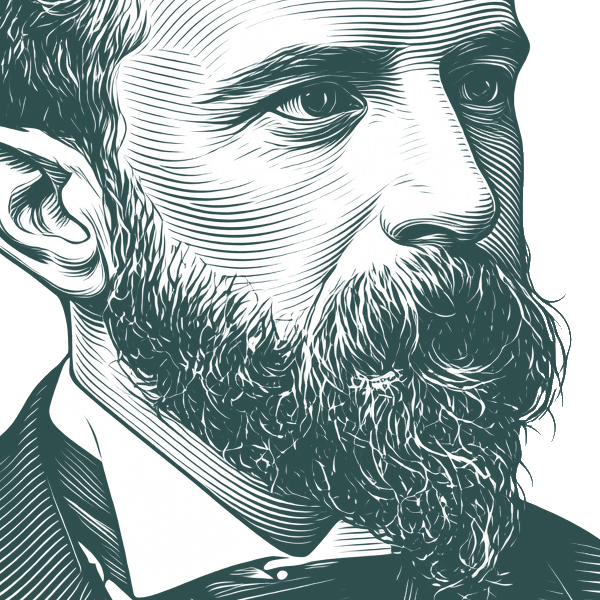 Engraved portrait of Henry Adams, facing right