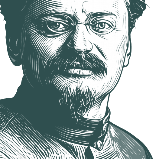 Engraved portrait of Leon Trotsky, facing right
