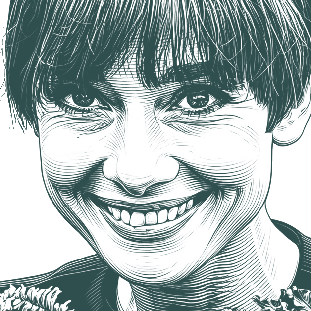 Engraved portrait of Audrey Hepburn, facing left
