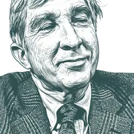 Engraved portrait of John Updike, facing right
