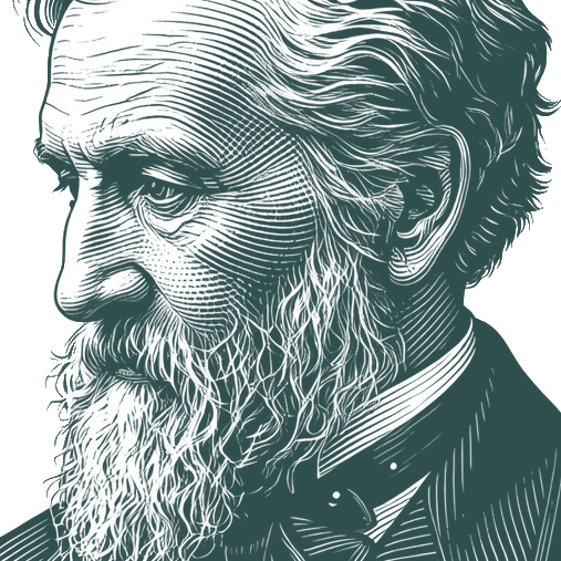Engraved portrait of John Muir, facing left