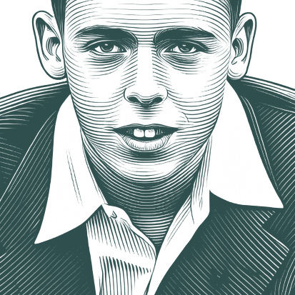 Engraved portrait of Thomas Pynchon