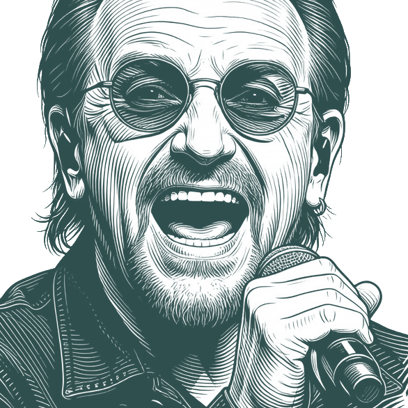 Engraved portrait of Bono