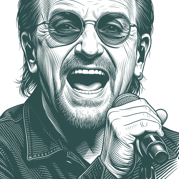 Engraved portrait of Bono