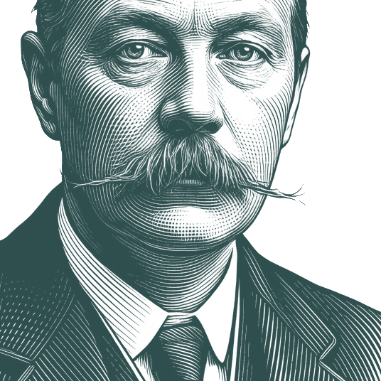 Engraved portrait of Arthur Conan Doyle, facing right