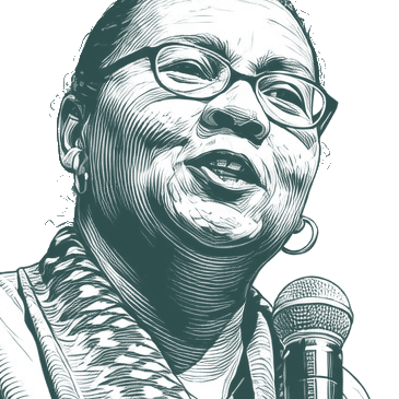Engraved portrait of bell hooks, facing right