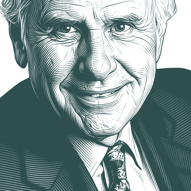 Engraved portrait of Jim Rohn
