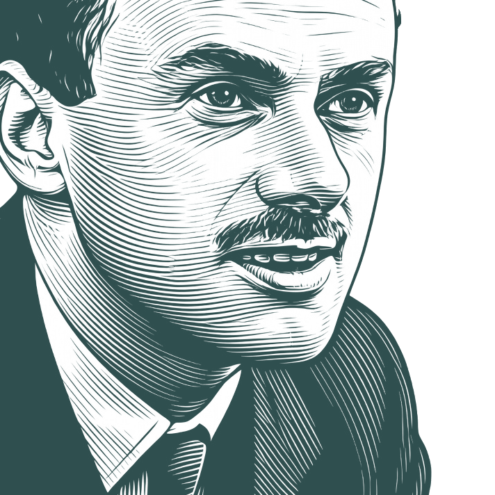 Engraved portrait of Paul Adrien Maurice Dirac, facing right