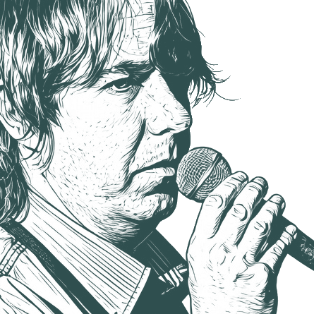 Engraved portrait of Alastair Reynolds, facing right