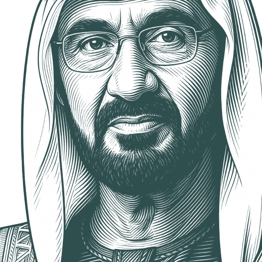 Engraved portrait of Mohammed bin Rashid Al Maktoum