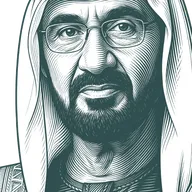 Engraved portrait of Mohammed bin Rashid Al Maktoum
