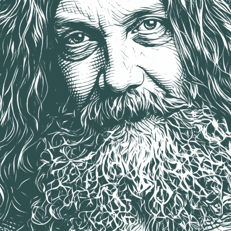 Engraved portrait of Alan Moore