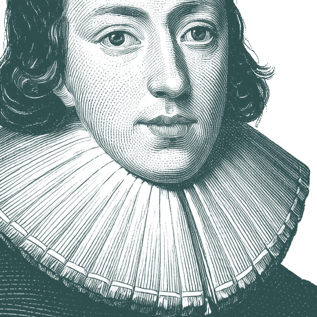 Engraved portrait of John Milton, facing right