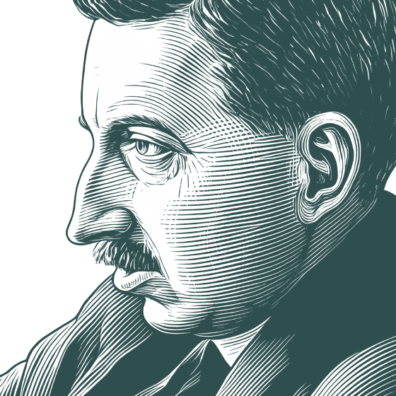 Engraved portrait of E. M. Forster, facing left