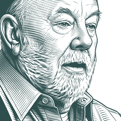Engraved portrait of Gary Paulsen, facing right