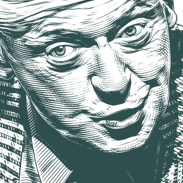 Engraved portrait of Anthony Burgess