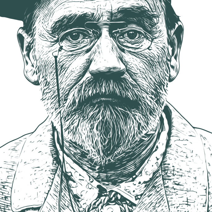 Engraved portrait of Émile Zola