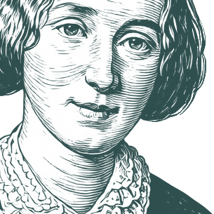 Engraved portrait of George Eliot, facing right