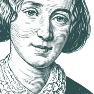 Engraved portrait of George Eliot, facing right