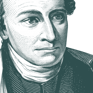 Engraved portrait of Patrick Henry, facing right