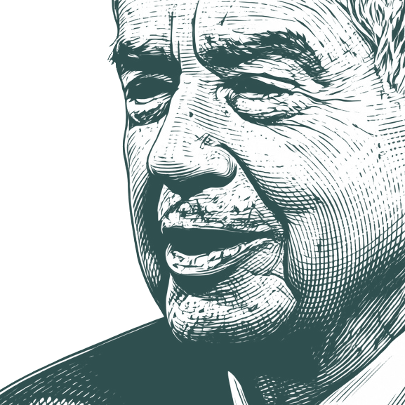 Engraved portrait of Zig Ziglar, facing left