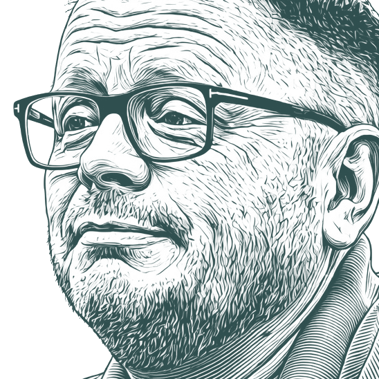 Engraved portrait of Patrick Ness, facing left