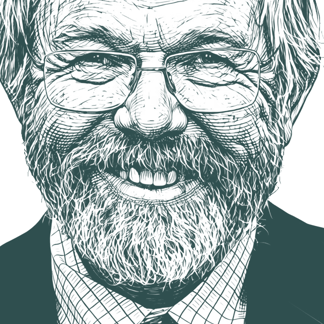 Engraved portrait of Bill Bryson