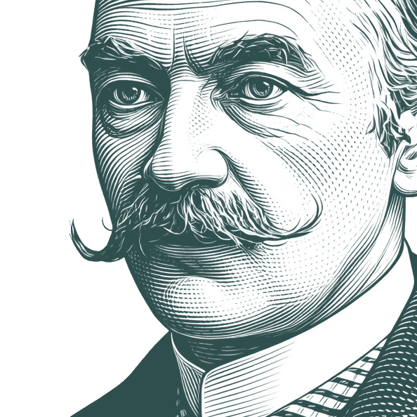 Engraved portrait of Thomas Hardy, facing left