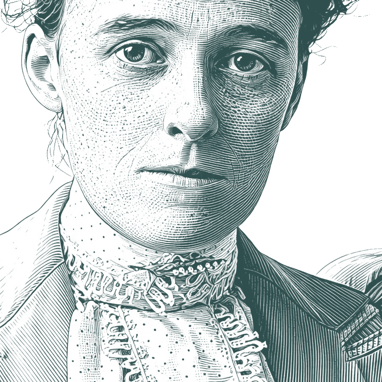 Engraved portrait of Edith Wharton, facing right