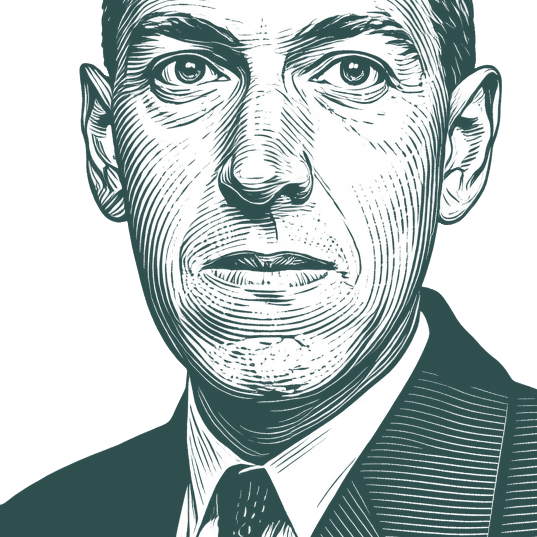 Engraved portrait of H. P. Lovecraft