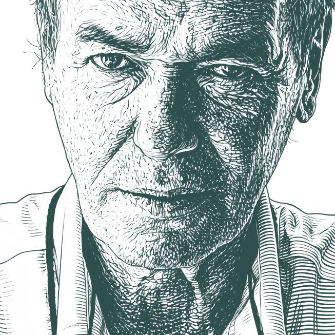 Engraved portrait of Martin Amis