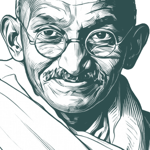 Engraved portrait of Mahatma Gandhi