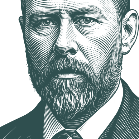 Engraved portrait of Bram Stoker, facing left