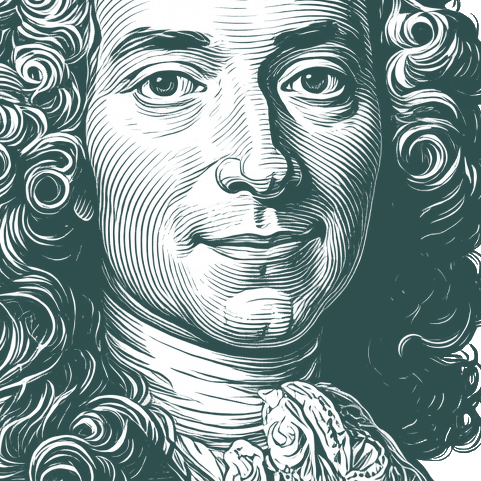 Engraved portrait of Voltaire