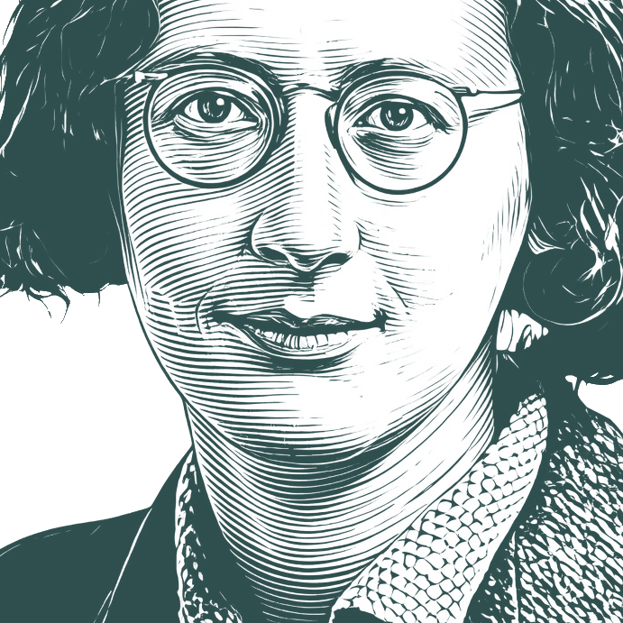 Engraved portrait of Simone Weil