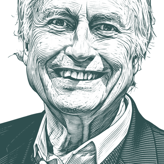 Engraved portrait of Richard Dawkins