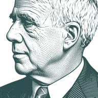 Engraved portrait of Robert Frost, facing left