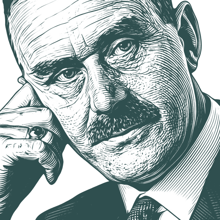 Engraved portrait of Thomas Mann