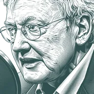Engraved portrait of Roger Ebert, facing left