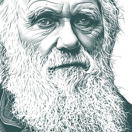 Engraved portrait of Charles Darwin, facing right