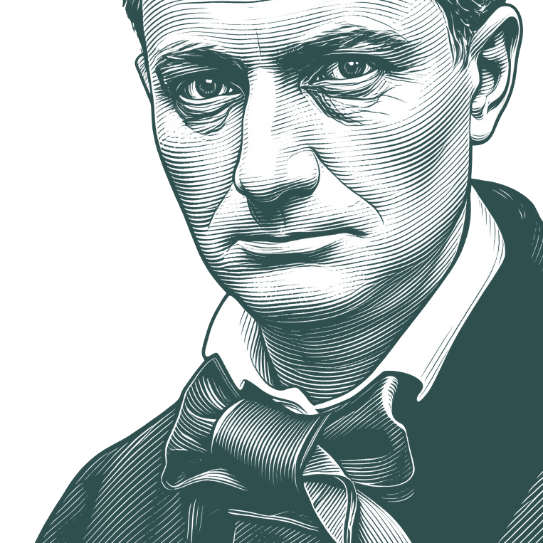 Engraved portrait of Charles Baudelaire, facing left