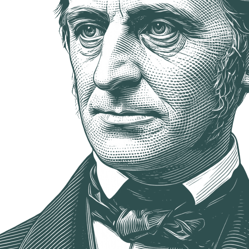 Engraved portrait of Ralph Waldo Emerson, facing left